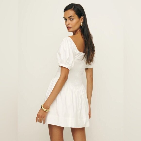 NEW Reformation Calie Mini Short  Sleeve Dress Cotton | size 0 - Picture 3 of 12